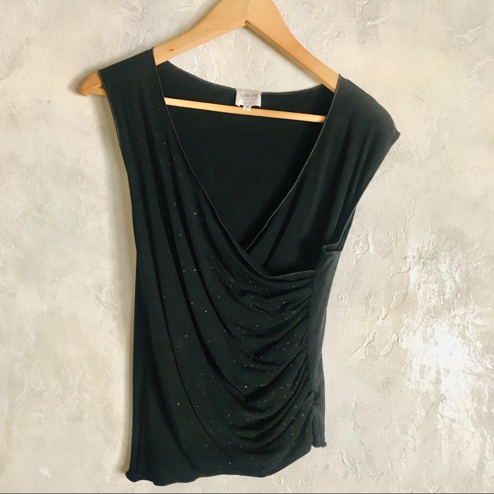 Armani Sequin Shimmer Wrap Top